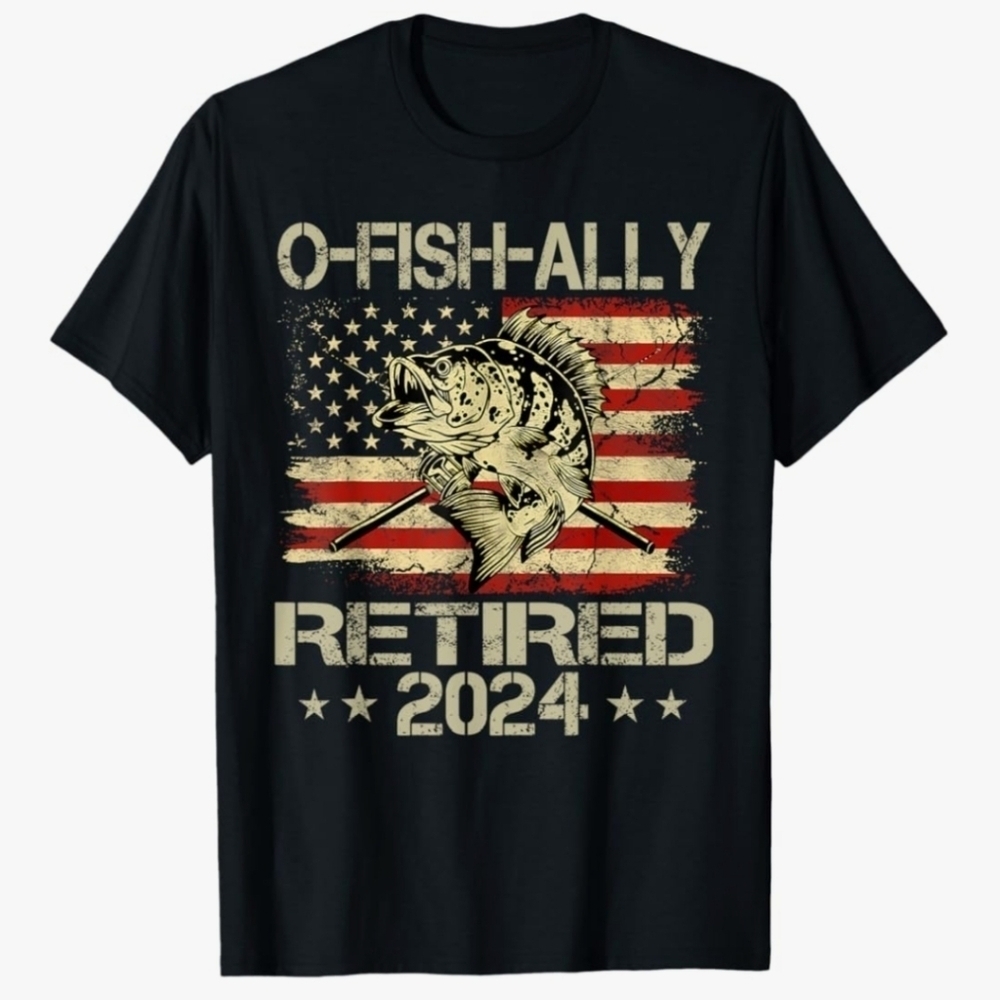 New Port & Company Men's O-fish-ally Retired Cotton Tee Shirt L
